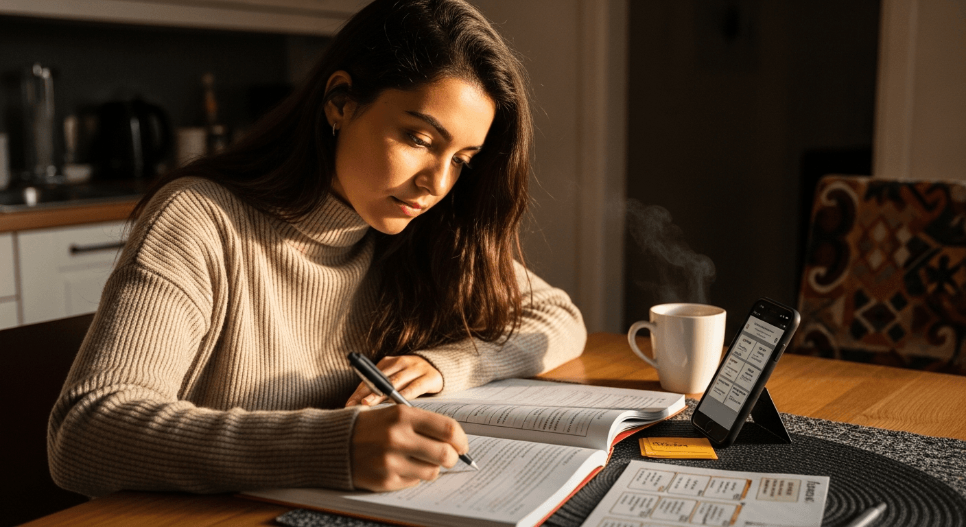 Person studying French